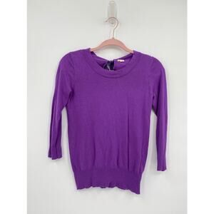 J. Crew Purple Size 3/4 Sleeve Cotton Knit Pullover Sweater XXS